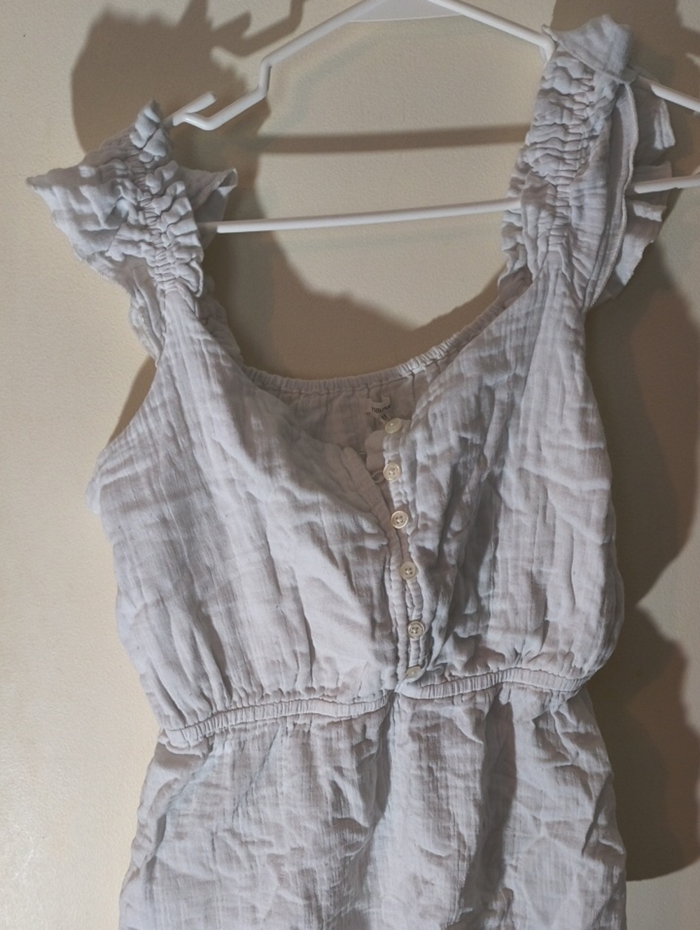 White Tank With Ruffle Straps